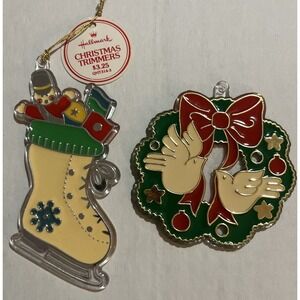 Hallmark 1981‎ Christmas Trimmers Acrylic Vintage Ornaments, Ice Skate, Wreath